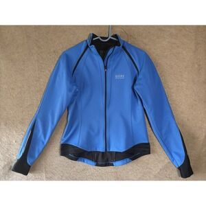 Gore Windstopper Cycling Jacket Womens Sz L Blue Removeable Sleeves Pocket